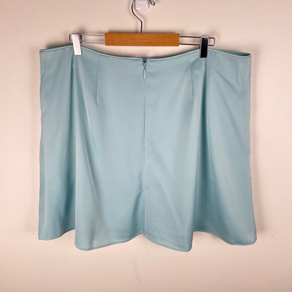 11 HONORE Erica Satin Miniskirt Light Blue Plus Size 20 Above Knee Skater Skirt - Picture 5 of 10